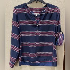 Navy blue sheer blouse